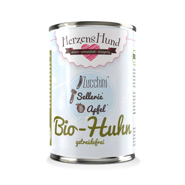 Herzenshund Bio-Huhn mit Bio-Zucchini - getreidefrei