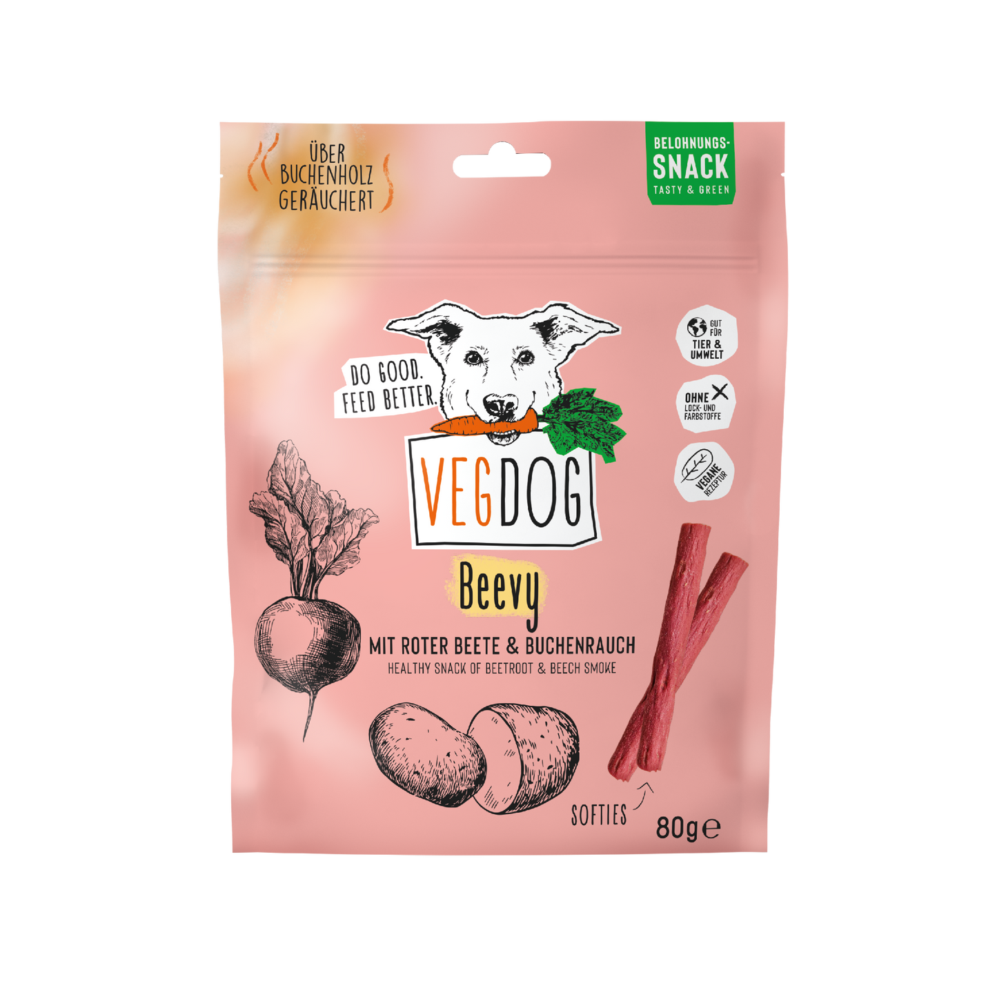 VEGDOG Jerkeys Karotten & Buchenrauch 80g